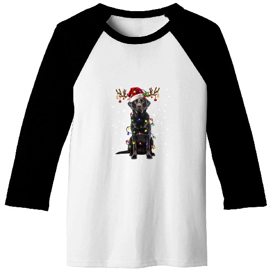 Black Lab Labrador Christmas Tree Light Baseball Tees