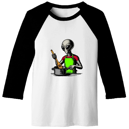 Grey Alien Cook Baseball Tees