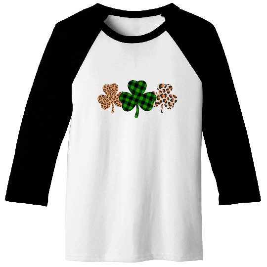 St Patricks Day Lucky Irish Green Plaid Shamrock Baseball Tees