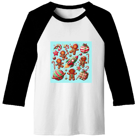 Gingerbread spaceship christmas Baseball Tees