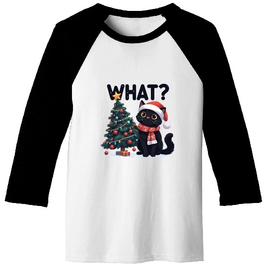 FUNNY CHRISTMAS CAT Baseball Tees