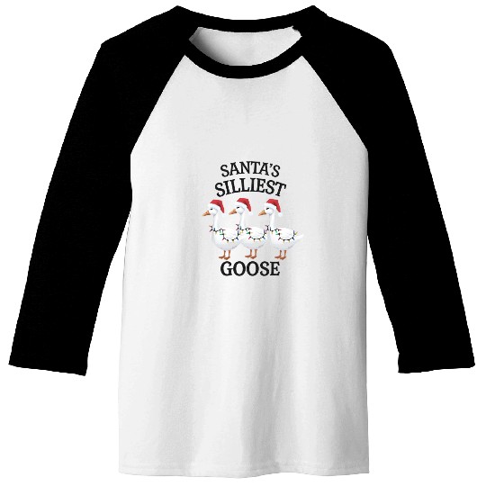 Santa's Silliest Goose Christmas Baseball Tees