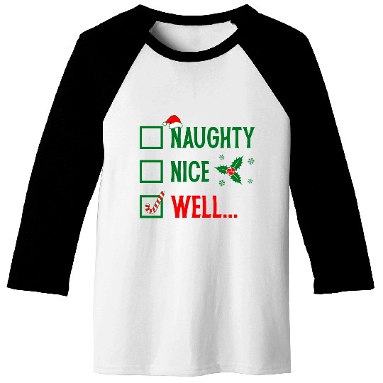 Naughty or Nice Funny Christmas Baseball Tees