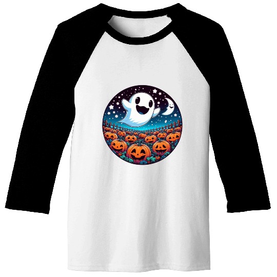 Friendly Ghost in the Pumpkin Patch Baseball Tees
