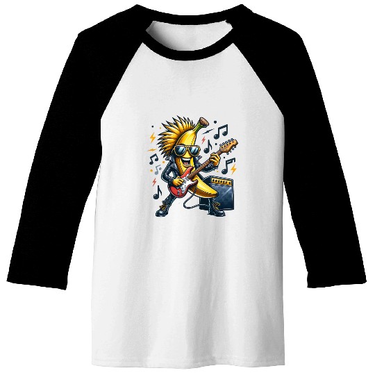 Rockin’ Banana Guitar Cool Vibes Baseball Tees