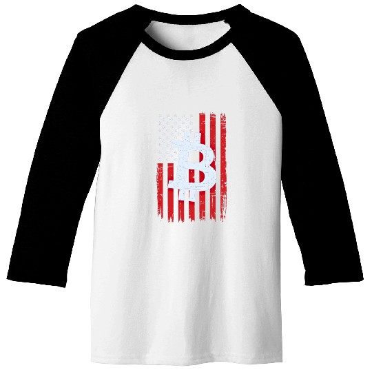 Bitcoin American flag Baseball Tees Crypto Trader Baseball Tees