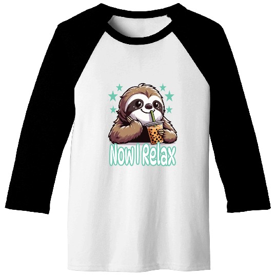 funny quote gift idea bubble tea boba sloth design Baseball Tees