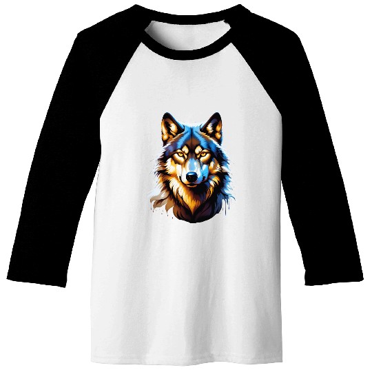 Isolated Lone Wolf Head Ink Design Baseball Tees