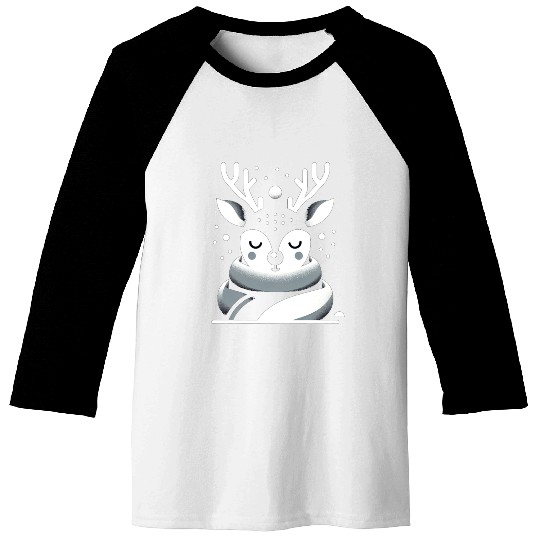 Winter Serenity Deer Illustration Baseball Tees