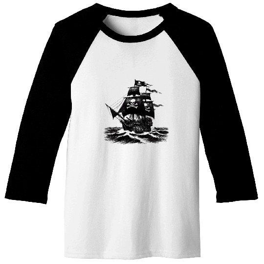 Pirate Boat, Pirates, Captain, Sailing Ship Baseball Tees