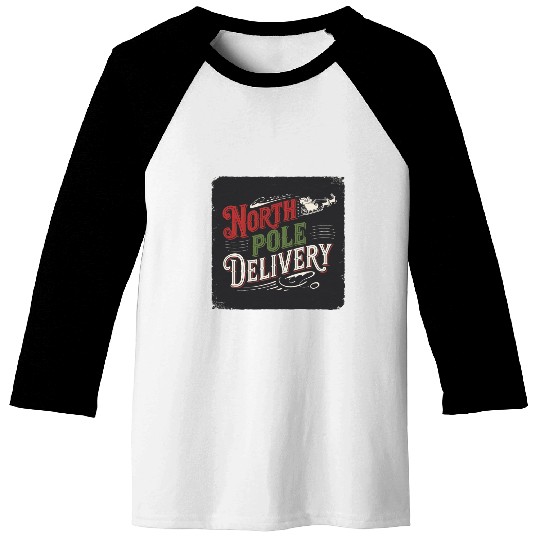 North Pole Express Vintage Style Retro Christmas Baseball Tees