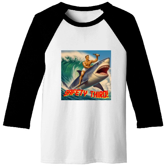 Retro Safety Third Shark Rodeo Baseball Tees