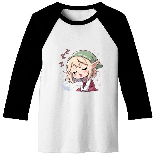 Sleepy Sprite: Cute Elf Napping So Lovingly Baseball Tees