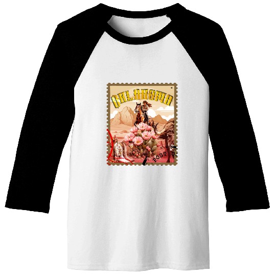 Oklahoma Cowgirl Stamp Baseball Tees
