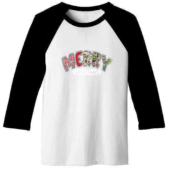 Merry Grin Happy Christmas Baseball Tees