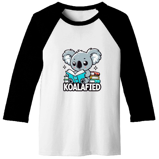 Koalafied Koala Reading Books Pun Baseball Tees