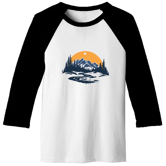 Majestic Mountain Sunset Baseball Tees