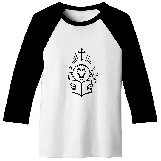 Boy singing cross church Baseball Tees