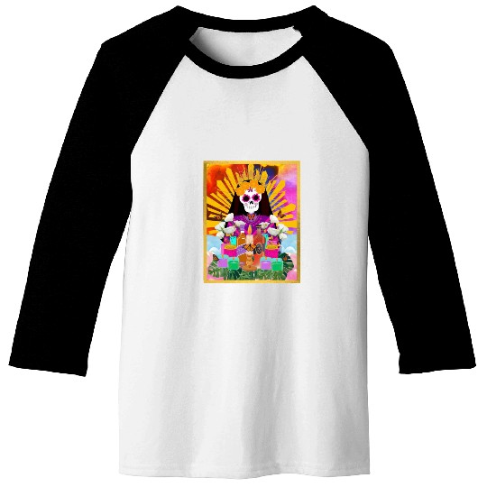 Rainbow Butterfly Santa Muerte Baseball Tees