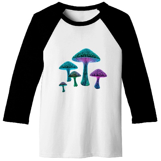 Psychedelic Neon Fungi Glow Baseball Tees