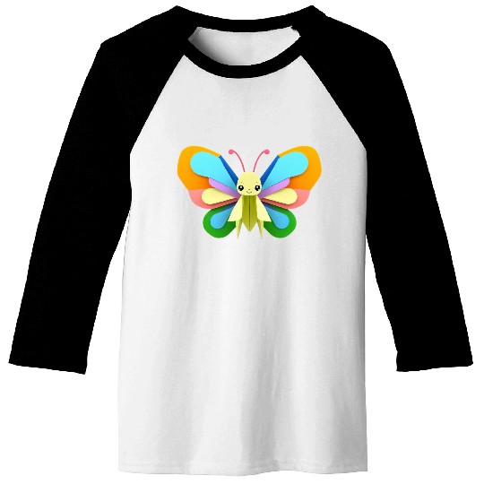 Colorful Paper Butterfly Artwork Baseball Tees