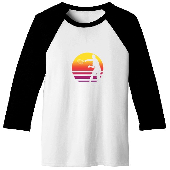 Retro Sunset Tennis Enthusiast Graphic Baseball Tees