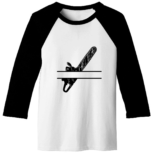 Chainsaw lumberjack banner Baseball Tees