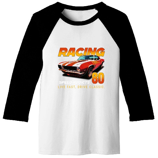 Racing Classic Car Graphic Baseball Tees, Retro Muscle Car