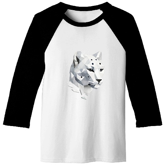 Geometric Snow Leopard - Elegance of the Wild Baseball Tees