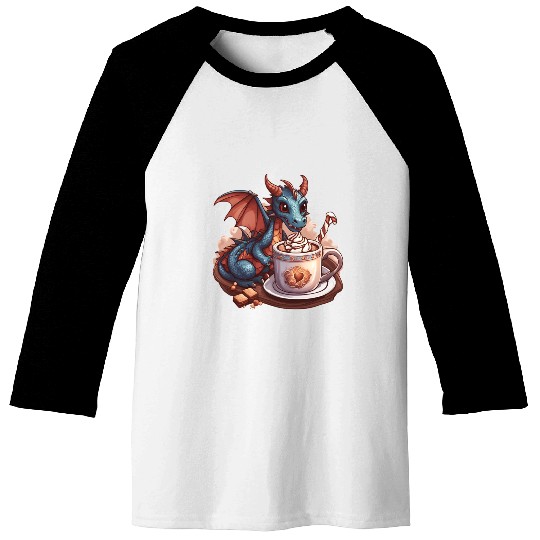Cozy Dragon and Hot Chocolate Delight Baseball Tees