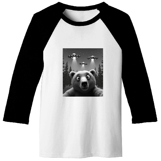 UFO Funny Bear Baseball Tees