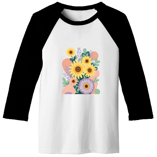 Boho Sunflower Bliss: Vibrant Floral Vector Baseball Tees