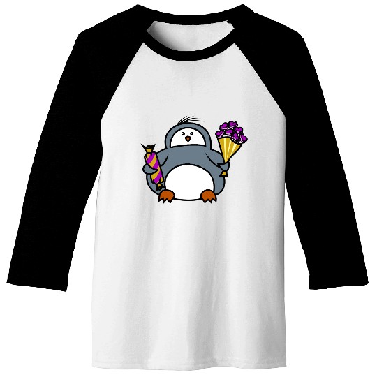 penguin with flowers and sweets Baseball Tees