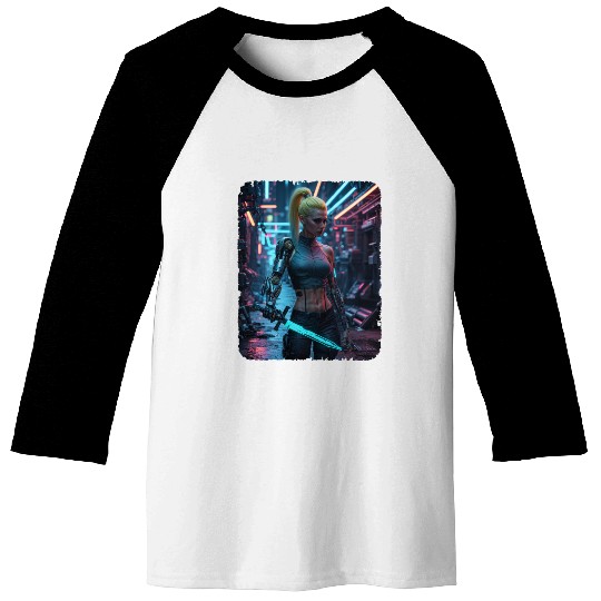 Cyberpunk women Warrior Baseball Tees
