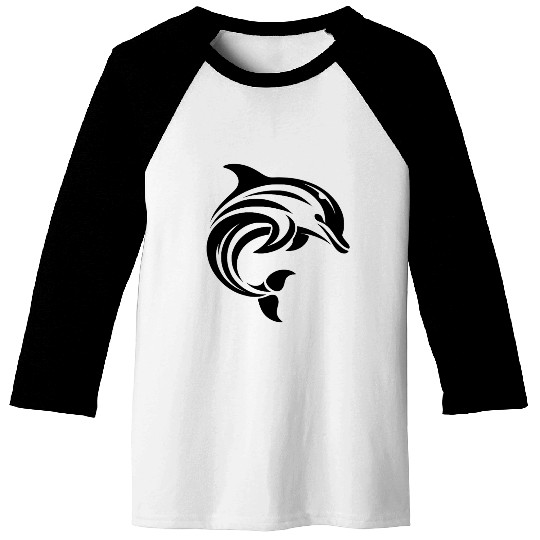 Dolphin T Tattoo In Sweeping Shape Baseball Tees