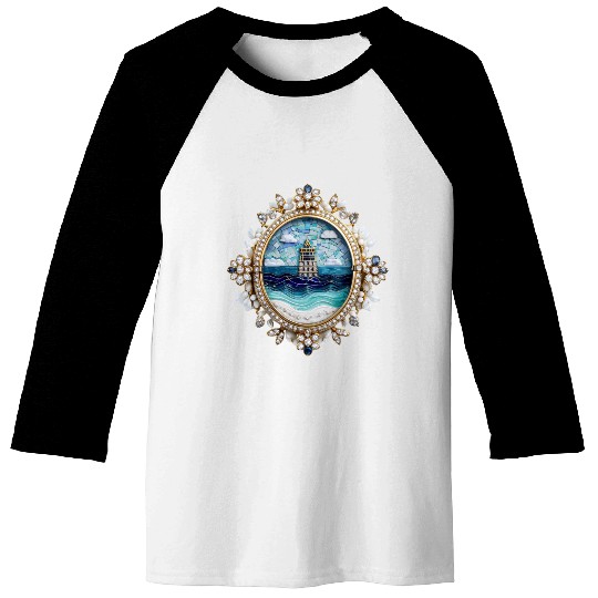 Lighthouse Mosaic Brooch Gemstone Embellishmes Baseball Tees