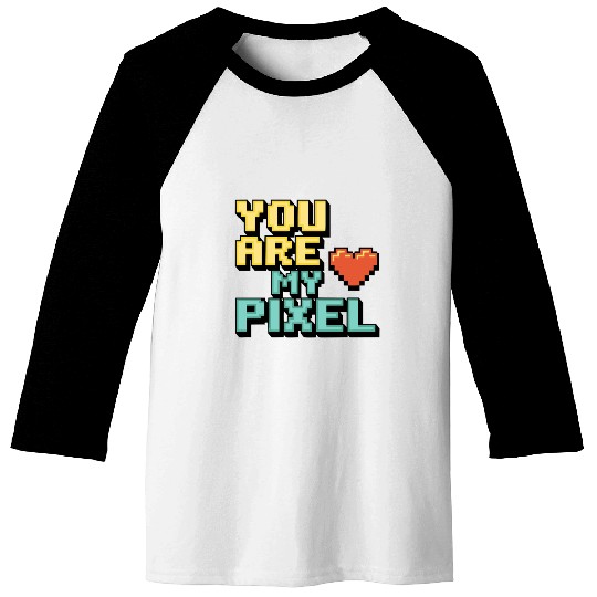 Gamer Valentine's Pixel 8-bit Gaming Couple Baseball Tees