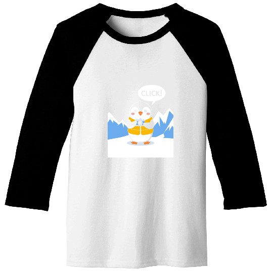 Penguin Photographer Click Adventure Baseball Tees