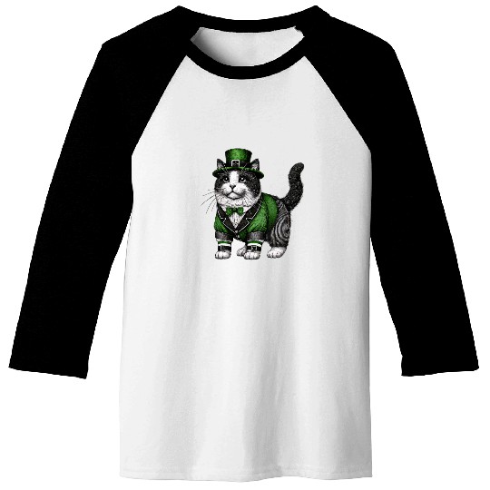 Lucky Cat in Green - St. Patrick’s Day Baseball Tees
