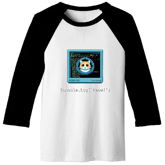 Console.Log('Meow!') Cat Coding Baseball Tees