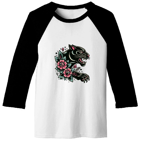 Black Panther Flash Tattoo Baseball Tees