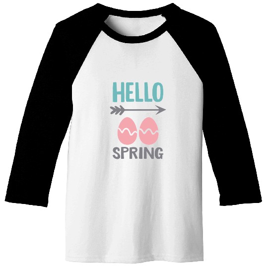 Hello Spring - Spring Design with Easter Eggs Baseball Tees