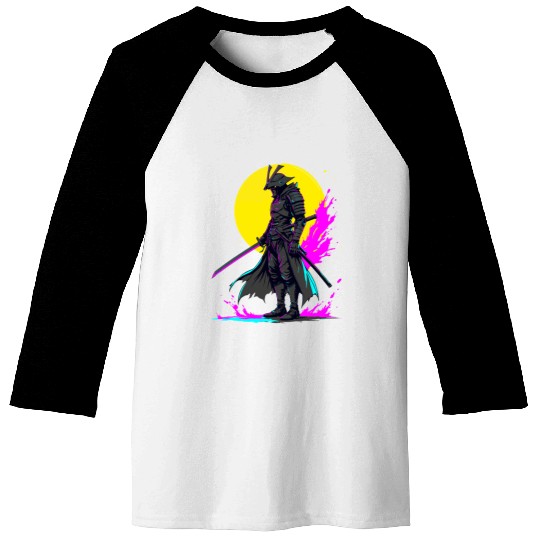 Cyberpunk Samurai Warrior Neon Art Design Baseball Tees