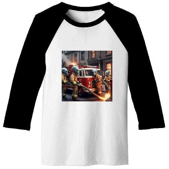 Alien firefighters. Baseball Tees