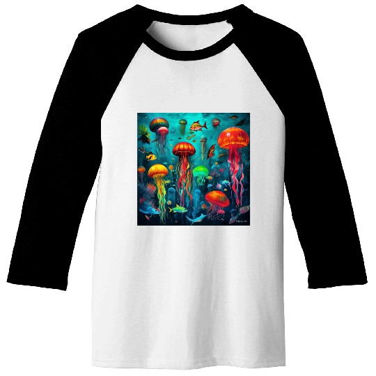 Jellyfish atomic and neon. Baseball Tees