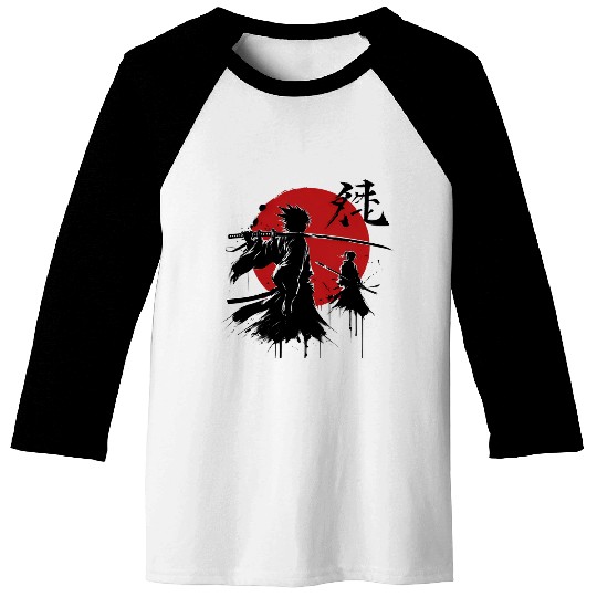 Shadow Samurai Warriors Under Blood Moon Baseball Tees