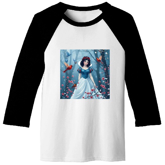 Snow White fantasy with birds. Baseball Tees