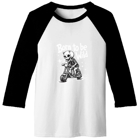 Born to Be Wild - Skull Devil on Scooter Baseball Tees