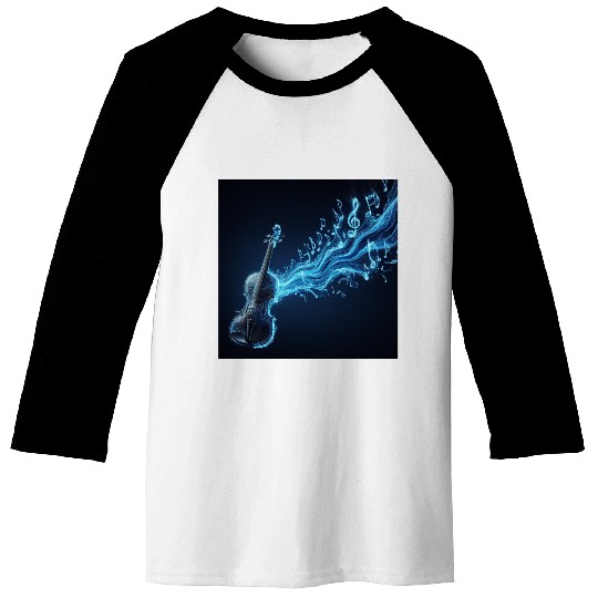 Neon Blue Violin Baseball Tees