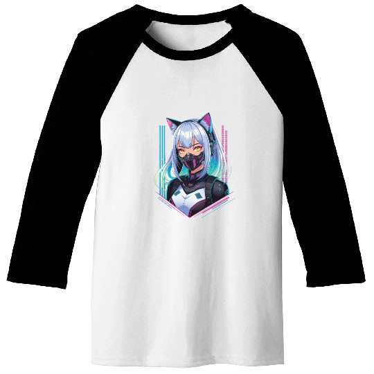 Cyberpunk Girl Cat Ears Baseball Tees